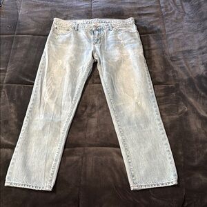 Blue Ankle Cropped Jeans with Relaxed Fit